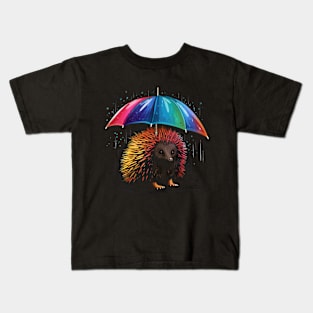 Echidna Rainy Day With Umbrella Kids T-Shirt